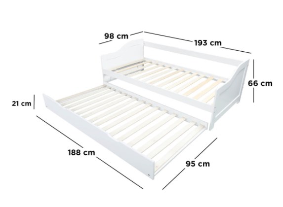 Alexis Solid Pine Wood Trundle Bed
